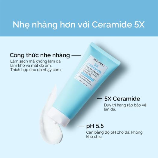  Công dụng của Sữa Rửa Mặt SKINTIFIC Low pH Ceramide Cleanser