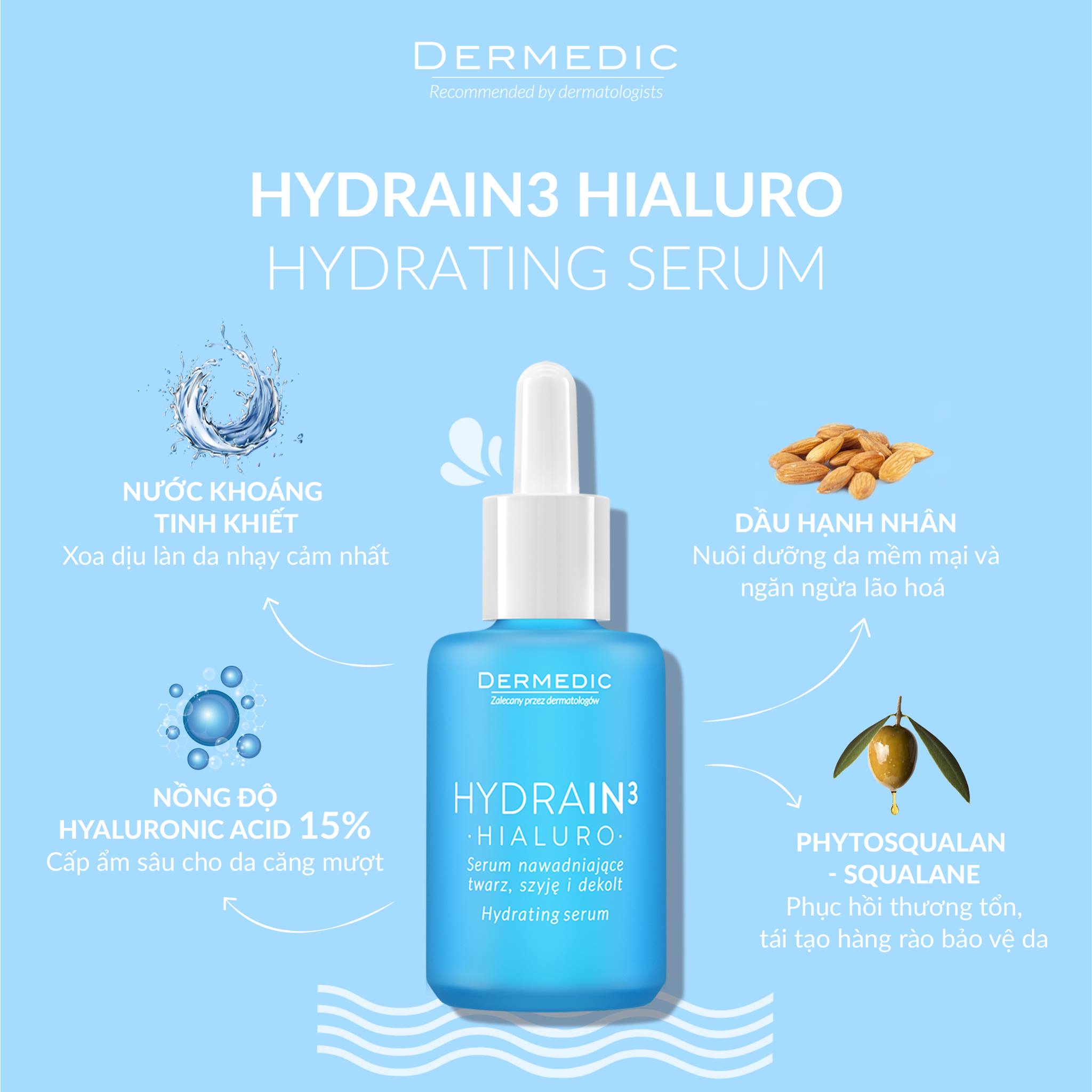 Serum Cấp Ẩm Dermedic Hydrain3 Hialuro Hydrating