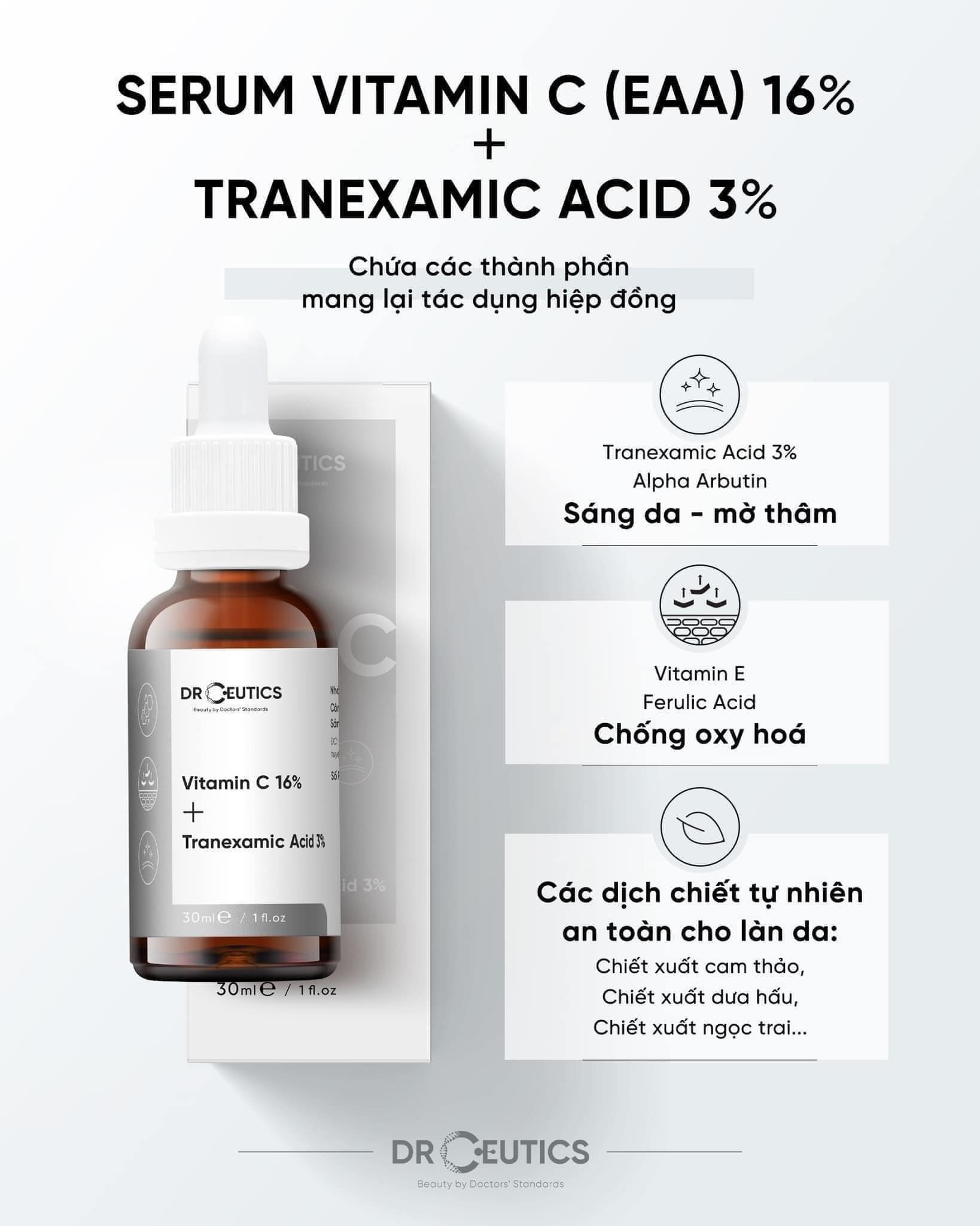  DrCeutics Vitamin C 16% Và Tranexamic Acid 3%