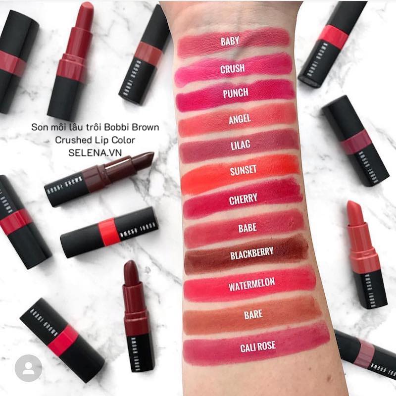  Bảng màu son đa dạng với 20 sắc son của Bobbi Brown Crushed Lip Color