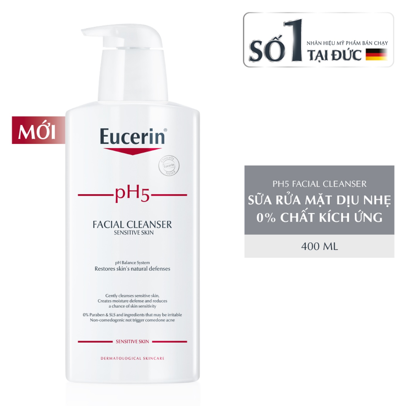 Công dụng của sữa rửa mặt Eucerin PH5 Facial Cleanser 400ml