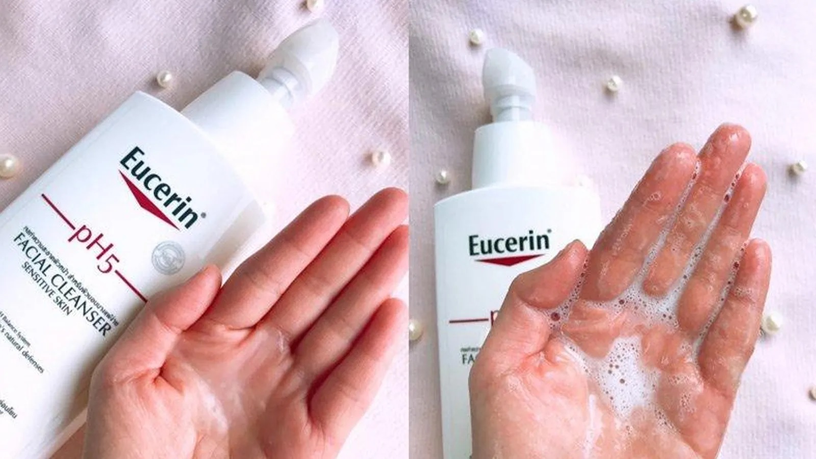 Kết cấu của Sữa Rửa Mặt Eucerin PH5 Facial Cleanser 400ml giúp làm sạch sâu 