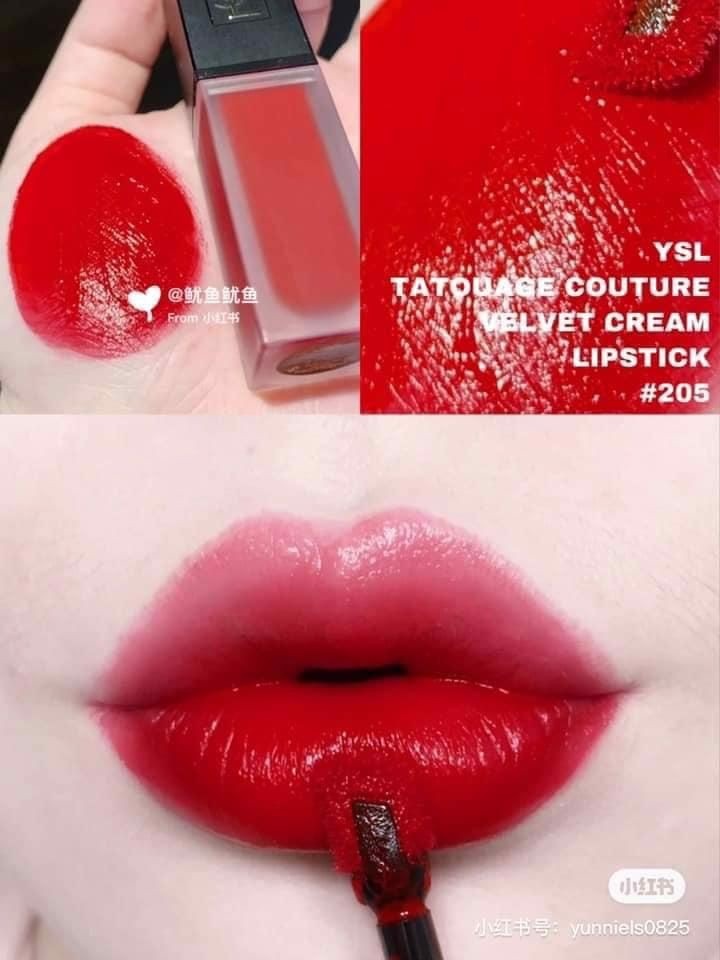 Son YSL Tatouage Couture Liquid màu 205 Rouge Clique - Màu đỏ Ruby 