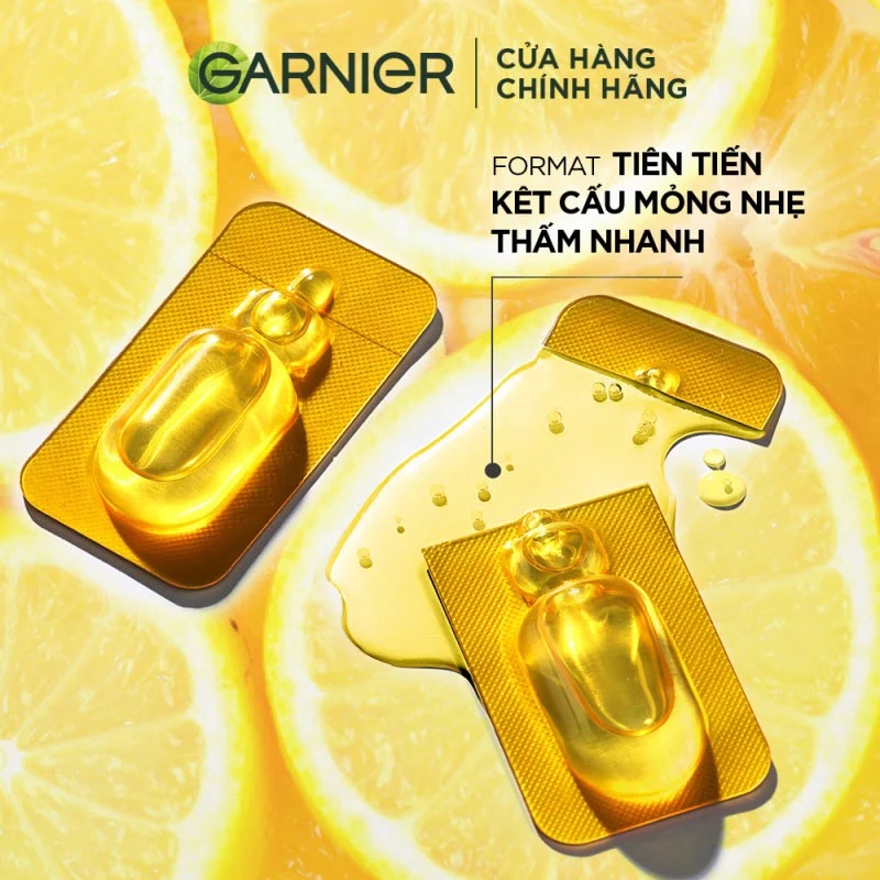    Kết cấu của Công dụng của Tinh Chất Cô Đặc Tăng Cường Sáng Da Mờ Thâm Garnier Vitamin C Ampoule Serum