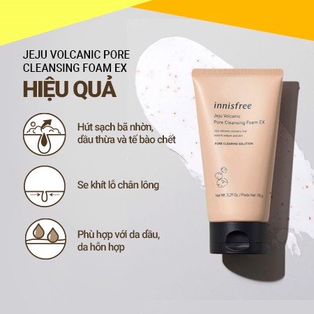 Công dụng của Innisfree Jeju Volcanic Pore Cleasning Foam