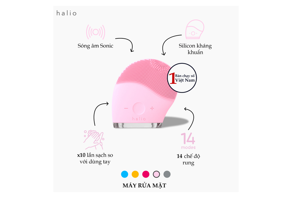 Máy Rửa Mặt Halio Facial làm sạch sâu massaging thư giãn