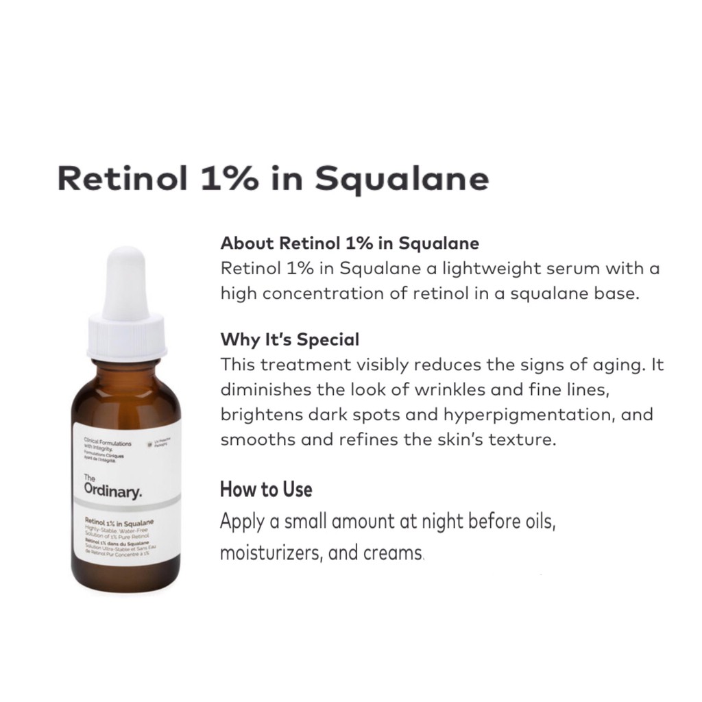 Serum The Ordinary Retinol 1% In Squalane chống lão hóa